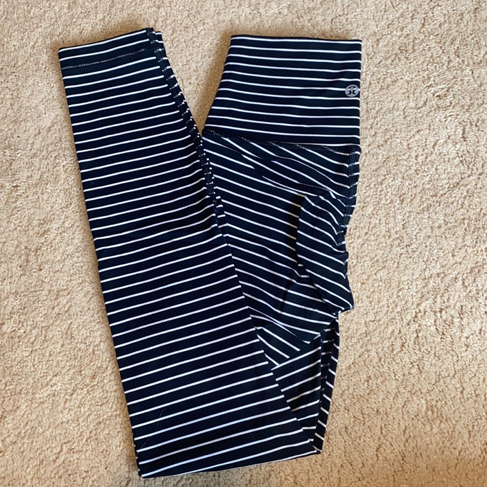 Black and white striped Lululemon pants